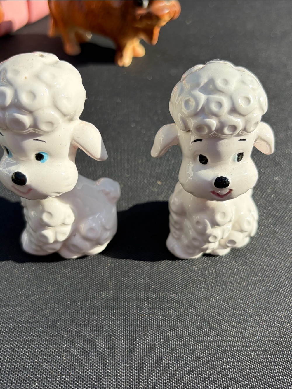 White Ceramic Lamb Figurine Salt & Pepper Shakers - Unbranded